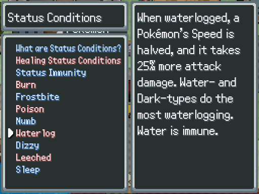 Reading up about the Waterlog status condition in the Battle Guide.