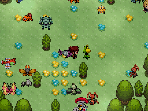 A PokÉstate plot filled with Bug-types.